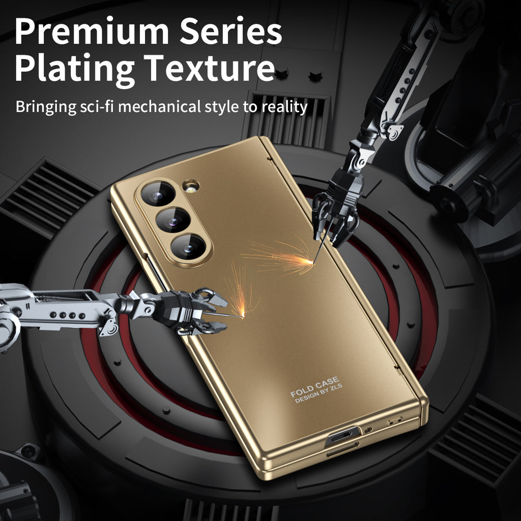 Suitable for Samsung Fold6 phone case FOLD5 folding screen solid color electroplating Fold4 all inclusive anti drop protective case 5G